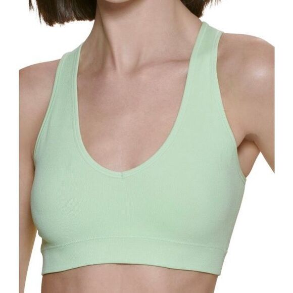 Calvin Klein Performance Intimates Green Medium Impact V-Neck Removable Cups Spo - Picture 1 of 3